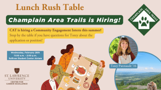 Lunch Rush Table: Champlain Area Trails is Hiring!