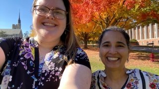 two women taking selfie