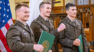ROTC cadets receive their commissions