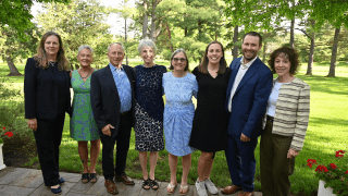 The Alumni Executive Council and the Legacy Society honored six alumni earlier today as part of our Reunion Weekend festivities. From left to right: Katherine Kretow Eyre '78, John M. Greenwood '75, P'13, Mary Jane Potter '75, Pam S. MacBrayne ‘70, Emily Tulip Droppa '09 and Jack Droppa '11, and Laura Taylor Patrick '83, P'18.