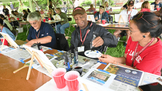 Reunion guests enjoyed an afternoon of painting and sipping on the Quad
