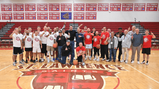 The men's basketball team celebrated their 125th anniversary with some friendly competition.
