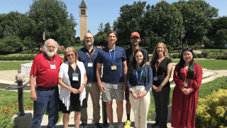 From left to right: Robin Lock, Patti Lock, Ivan Ramler, Ben Moolman ‘24, Matt Higham, Chelsey Legacy ‘14, Jessica Chapman, Lillian Li. Joining the six St. Lawrence faculty members at the conference were two St. Lawrence alumni: Ben Moolman (‘24), who is now a PhD student in statistics at Iowa State University and Dr. Chelsey Legacy (‘14), who is on the faculty in Educational Psychology at the University of Minnesota.