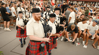 The Brockville Pipes and Drums performing at Matriculation