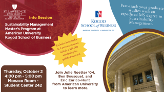 MS in Sustainability Management from Kogod School of Business