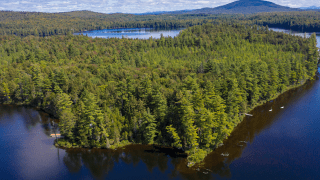 Aerial view of Massawepie Lake in the Adirondack Park