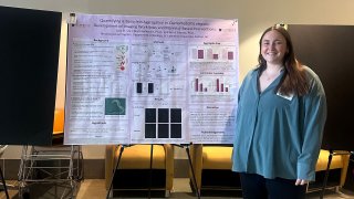 Sara St. Clair ‘26 presenting her research poster at the 2026 NE-1 Tri-Beta District Convention.