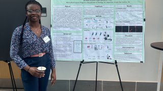 Tafadzwa Musasa ‘26 presenting her research poster at the 2026 NE-1 Tri-Beta District Convention.