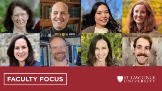 head shots of eight faculty members who are mentioned in the story
