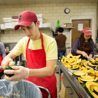 Students preparing food in Campus Kitchens