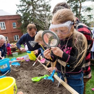 St. Lawrence students working with children