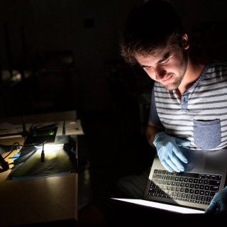 Student doing lab work on a computer
