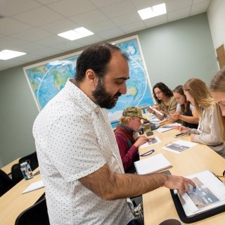 Professor teaching class