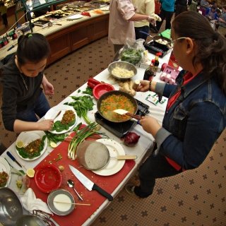 Students preparing food