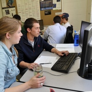 Students working in a lab