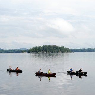 Canoers on a lake