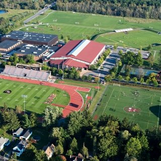 Aerial view of athletic facilities