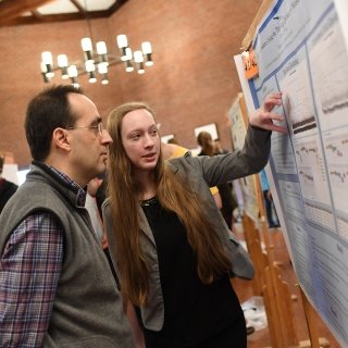 Student presenting work