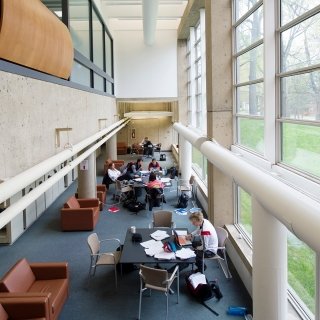 Students studying in the library