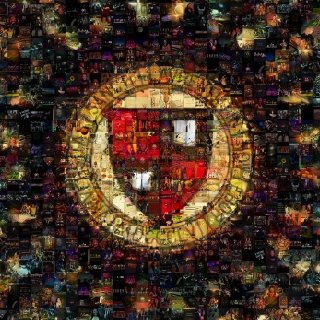 Mosaic that creates stained glass window