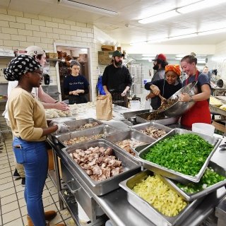 Students preparing food