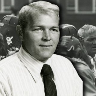 Black and white image of Coach Don Leet