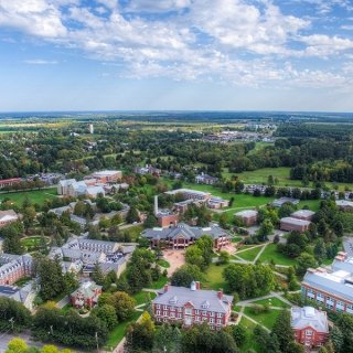 Arial of campus captured with a drone by Adam Hill.