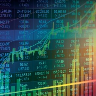 graphic of stock market data in range of colors