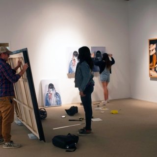 Art and Art History Senior Art Show Setup