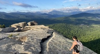A view overlooking the Adirondacks from Balanced Rock near Lake Placid, New York.