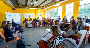 Alumni speaking to students