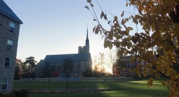 The sun sets behind the Chapel on the Saint Lawrence University campus.