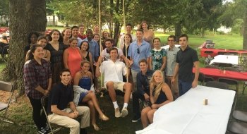 A group of Saint Lawrence students in the first-year program attend a picnic.