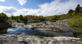 Saint Lawrence students learn in their outdoor geology class in Talcville, New York.