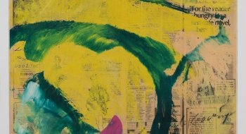 abstract painting on newspaper