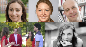A photo collage of Sahar Milani, Julia Gosling, Howard Eissenstat, Kimberly Flint-Hamilton, Sharon Rodriguez, Rafael Escoto, and Rachel Jones.