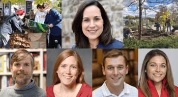 Jeff Frank, Karin Heckman, David Murphy, Grace Smith, Ronnie Olesker, and several Saint Lawrence University students in a photo collage.