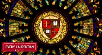 Herring-Cole Rose Window with the Campaign for Every Laurentian Logo