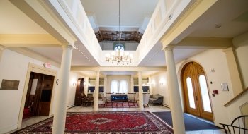 The inside of Herring Cole Library on the Saint Lawrence University campus.