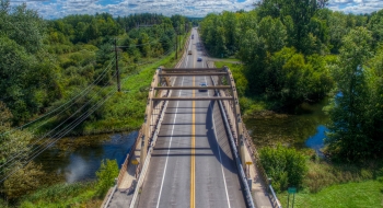 A photo of a bridge off campus from above.