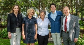 President Kathryn A. Morris, Jan Egbers P ’21, Saints Head Golf Coach Mary Lawrence, Tom Egbers ’21, Senior Associate Vice President for Athletics Bob Durocher