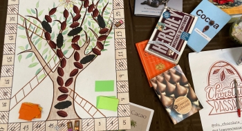 Student board game and chocolate wrappers