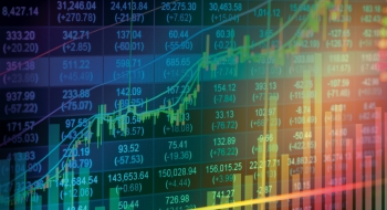 graphic of stock market data in range of colors