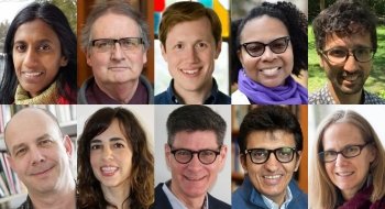 A collage of Sandhya, Paul Doty, Adam Hill, Melissane Schrems, Rafael Castillo Bejarano, Howard Eissenstat, Penny Vlagopoulos, Neil Forkey, Atal Ahmadzai, and Cynthia Bansak.