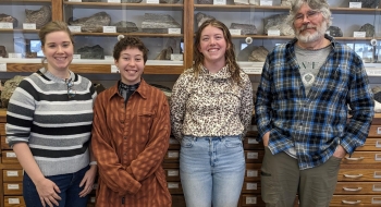 Dr. Sarah Brehm, Marika Stauring ’24, Aubrey Burns ’23, and Dr. Jeff Chiarenzelli