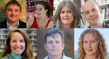 A collage of Matt Carotenuto, Catherine Barstow, Alison Del Rossi, Howard Eissenstat, Alanna Gillis, Alexander Stewart, and Caroline Breashers.