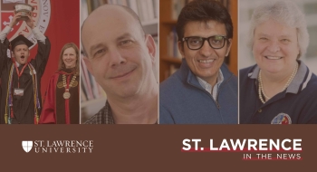 A collage of Charlie Reinhardt, President Morris, Howard Eissenstat, Atal Ahmadzai, and Aileen O'Donoghue. Saint Lawrence University, Saint Lawrence in the News.