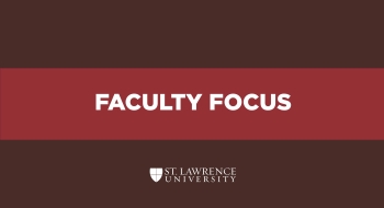 St. Lawrence Flag with the words &quot;Faculty Focus&quot; centered over it.