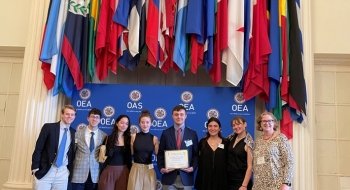 Seven students in the SLU Model OAS Club traveled with Prof. Shelley McConnell to the Organization of American States
