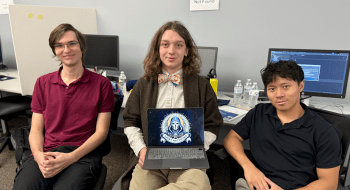 Nikolai Edkov ’27, JJ Ignac ’27, and Leon Lin ’26 (as depicted left to right), competed at the Rochester Institute of Technology (RIT) alongside seven other teams from RIT